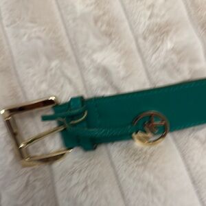 MICHAEL Michael Kors Turquoise Belt with Gold Buckle